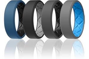 Egnaro Men's Silicone Rings, 7.5mm Wide 2.5mm Thick Rubber Bands For Him, Ergonomic Beveled Edge Two Tone Waterproof Workout Accessories