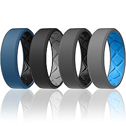 Egnaro Men's Silicone Rings, 7.5mm Wide 2.5mm Thick