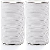 160 Yards Elastic Band 1/4 inch Wide White Elastic Strap High Elastic Cord for Sewing Waistband and Pants Waist, 2 Rolls, 80 