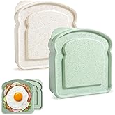 monoan Sandwich Containers, Plastic Sandwich Box Container, Reusable Toast-Shaped Lunchbox, BPA-Free Food Storage with Lid, Microwave & Dishwasher Safe, for Sandwiches, Fruits, Snacks (2PCS-A)