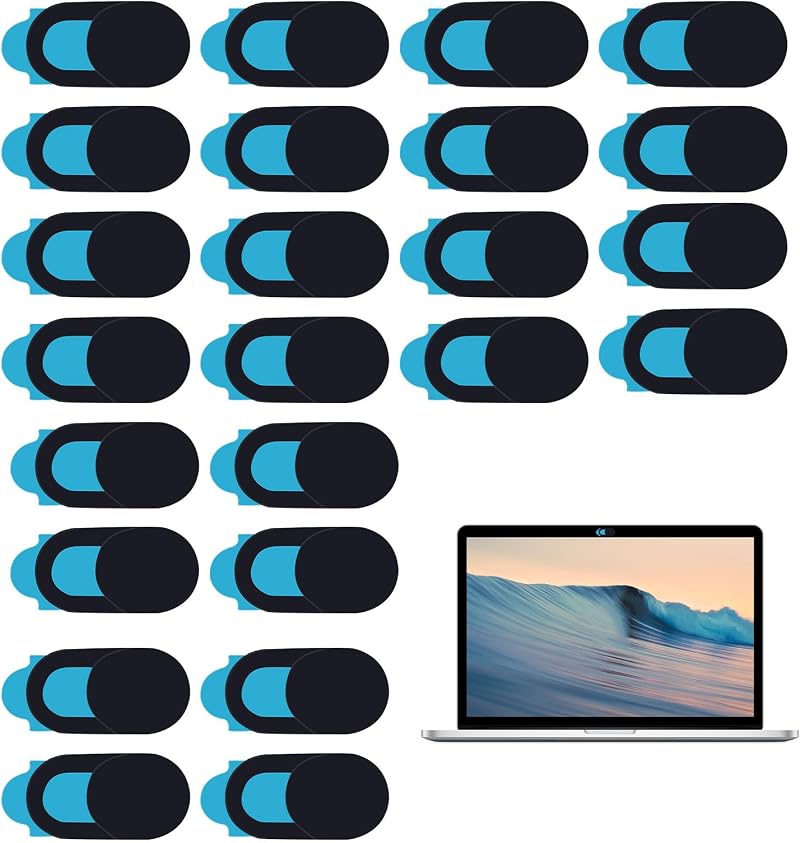 Qianeffort 24Pcs Black Laptop Camera Cover Slider Ultra Thin Webcam Privacy