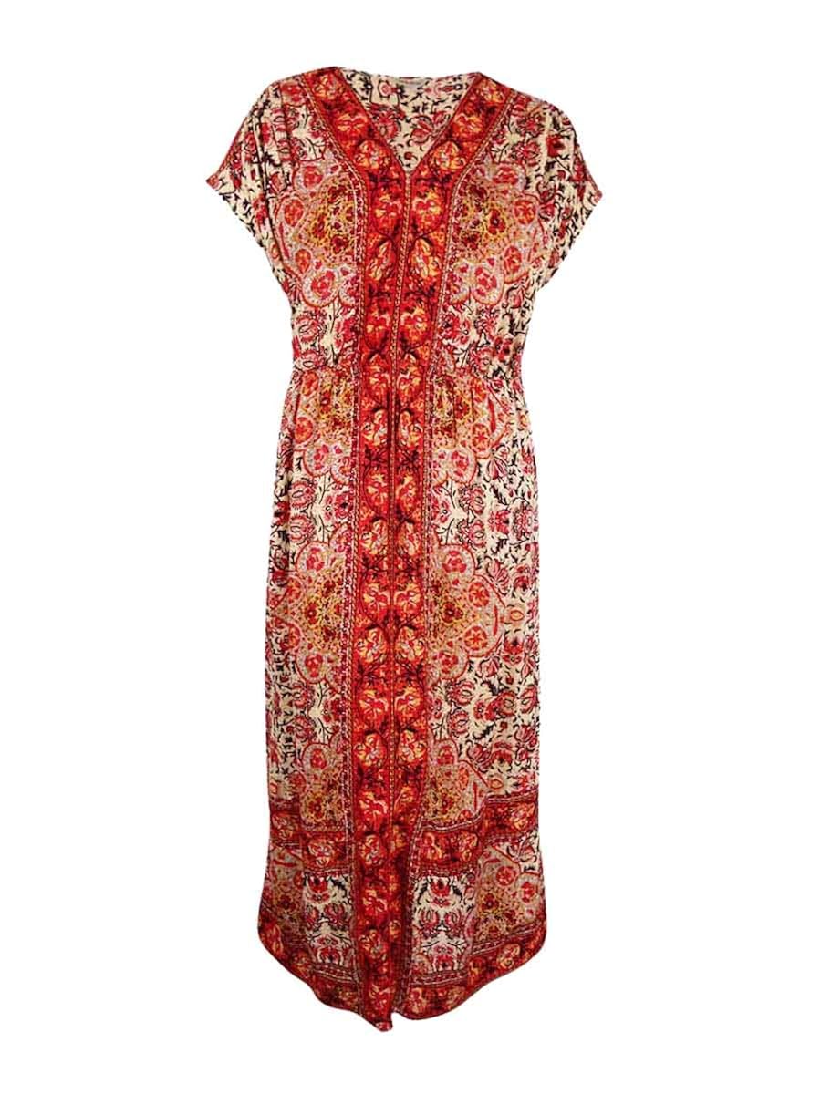 lucky brand border print maxi dress