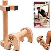 HAPBEAR Magnetic Wooden Parallettes, Portable Push Up Bars for Calisthenics | Beech Wood Parallettes Bars for Push-Ups, L-Sits, Handstands &amp; Planche, 440 LBS, Carry Bag Included