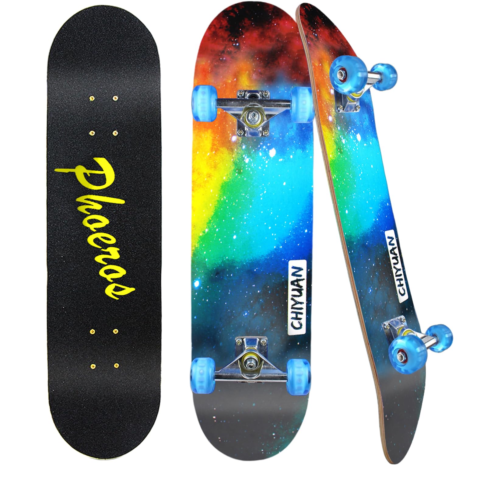 Easy_Way Complete Skateboards- Standard Skateboards for Beginners Kids Boys Girls Teenager- 31''x 8''Canadian Maple Cruiser Pro Skate Board, Skateboards
