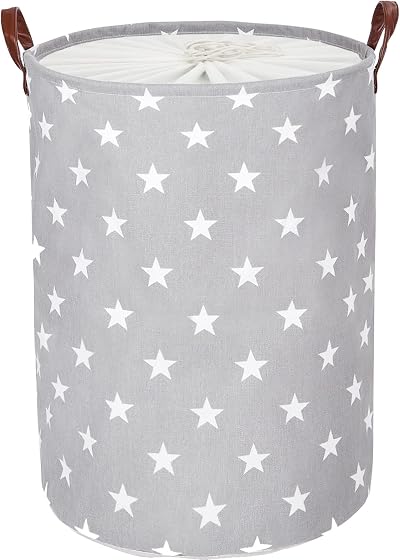 DOKEHOM 20-Inch Freestanding Laundry Basket with Lid Grey Large Collapsible