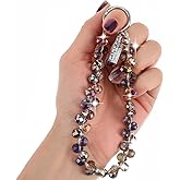 Grevosea Beaded Phone Wrist Strap, Sparkling Crystal Phone Bracelet Strap with Tether Tab Phones Charms Lanyard Hands-Free Chain Wristlet for Women