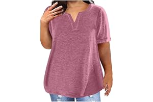 MRMAERE Plus Size Tops for Women Dressy Casual V Neck Short Sleeve Summer Shirts Blouses Loose Fit Oversized Basic Tee Shirts