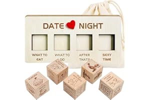HD WOOD CRAFT 2024 New Date Night Dice for Couples, The Dicey Date Game, Activity Dice, Take Out Dice, Love Dice, Food Decision Dice, Date Ideas for Couples, Anniversary Wooden-Birthdays Gifts for Him Her