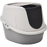 Amazon Basics No-Mess Hooded Enclosed Cat Litter Box with Odor Control and Swinging Door, Standard, 21" x 16" x 15", Multicolor