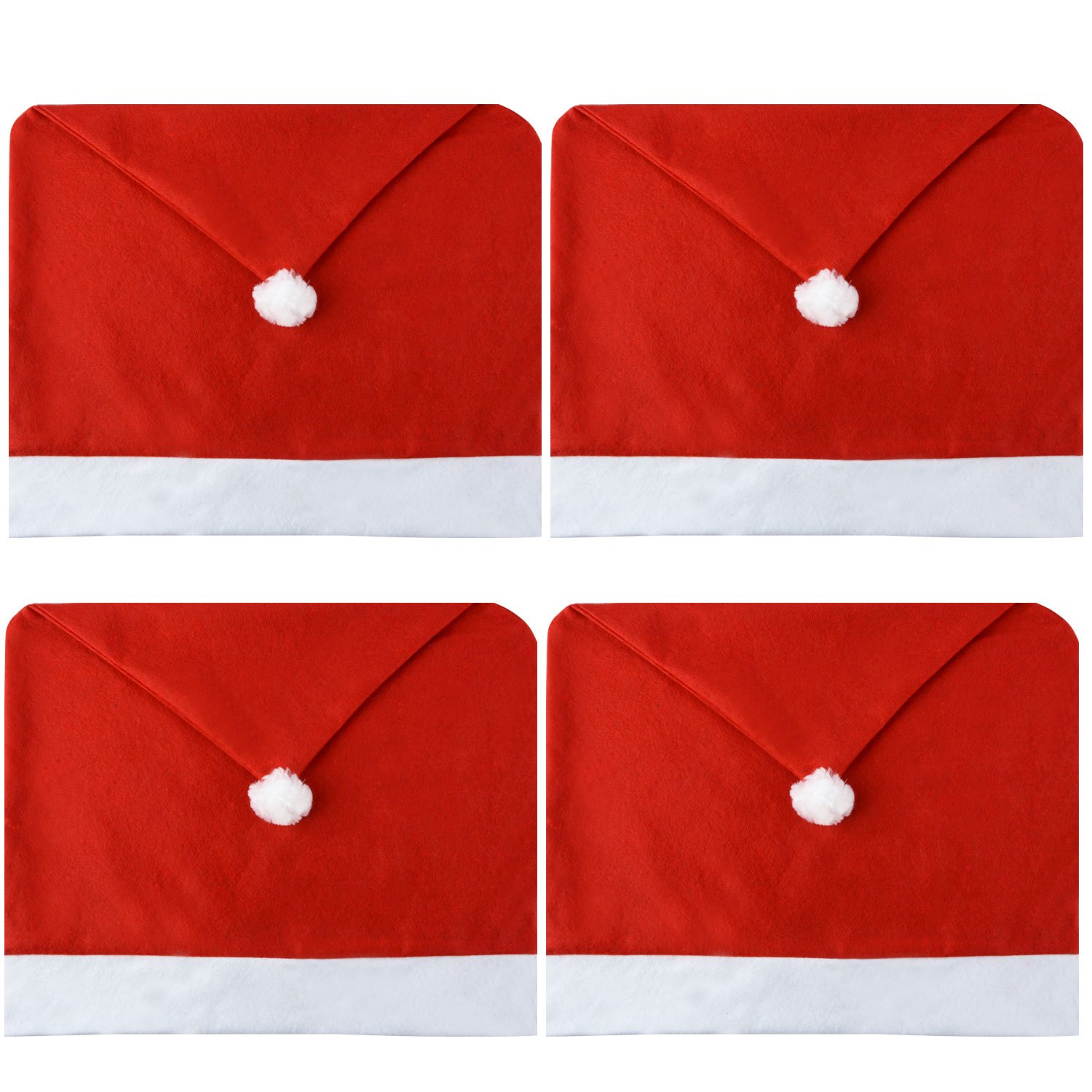 MUITIBOM 4 pcs Christmas Chair Back Red Christmas Dining Chair Back Cover Christmas Kitchen Chair Slip Covers Kitchen Dining Room Chairs Cover Santa Claus Hat Slipcovers Decoration