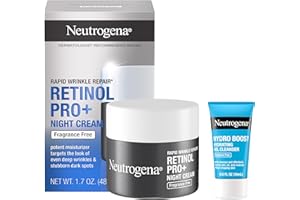 Neutrogena Rapid Wrinkle Repair Retinol Pro+ Night Cream Face Moisturizer, Anti-Aging Face Cream, 1.7 oz + Trial Size Hydro Boost Facial Cleanser, 0.5 fl. oz