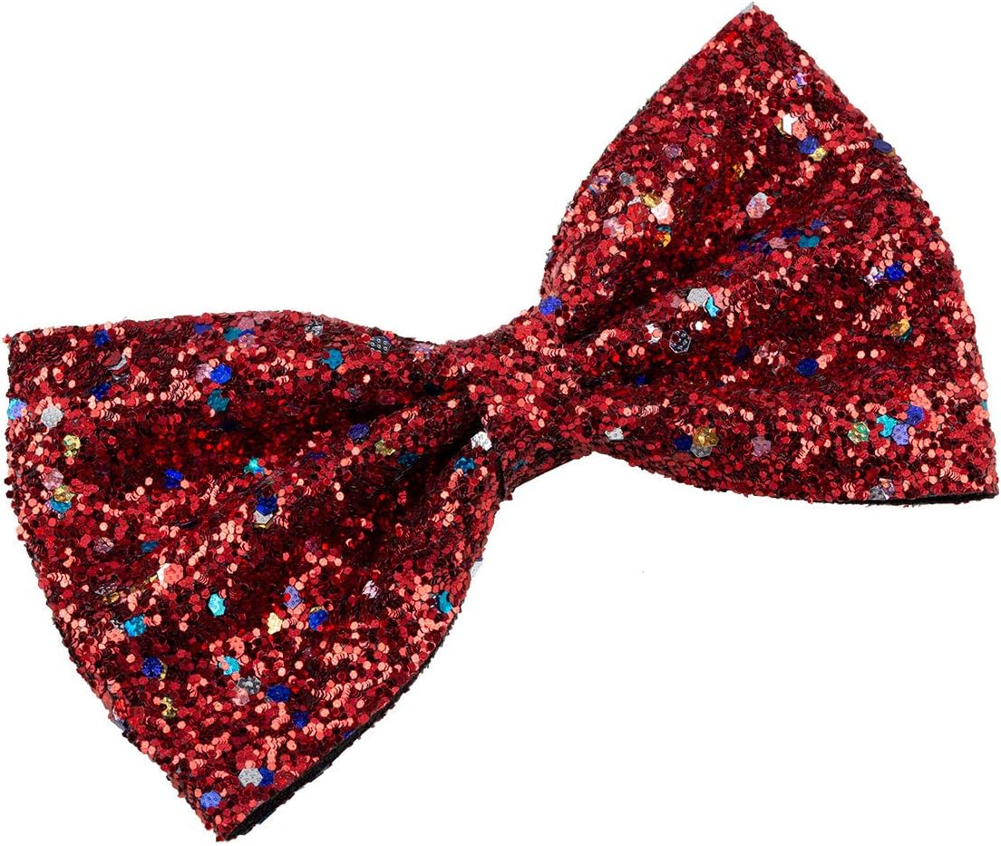 SIX 1 pc. of Hair clip, ribbon, glitter, Christmas, carnival, festive, red, multicolour, hair clip, women's hair clip (04-553)