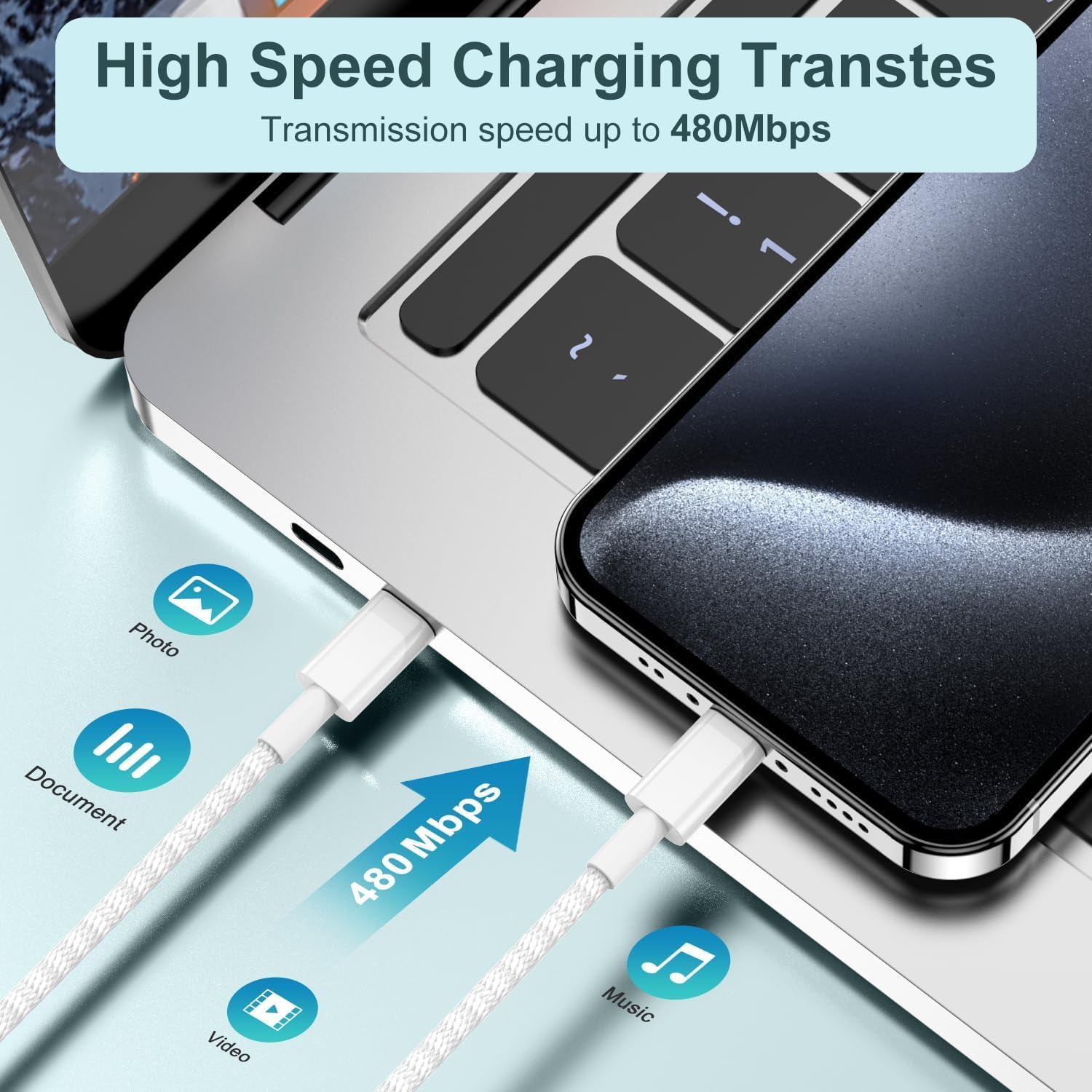 [MFi Certified] USBC Charging Cable for iPhone 16 17,2Pack 3ft USB A to Type C Car Charger 60W Fast Charging Cord Fast Data Sync Nylon Braided for iPhone 17 16 Pro/16 Pro Max/16 Plus/15 iPad