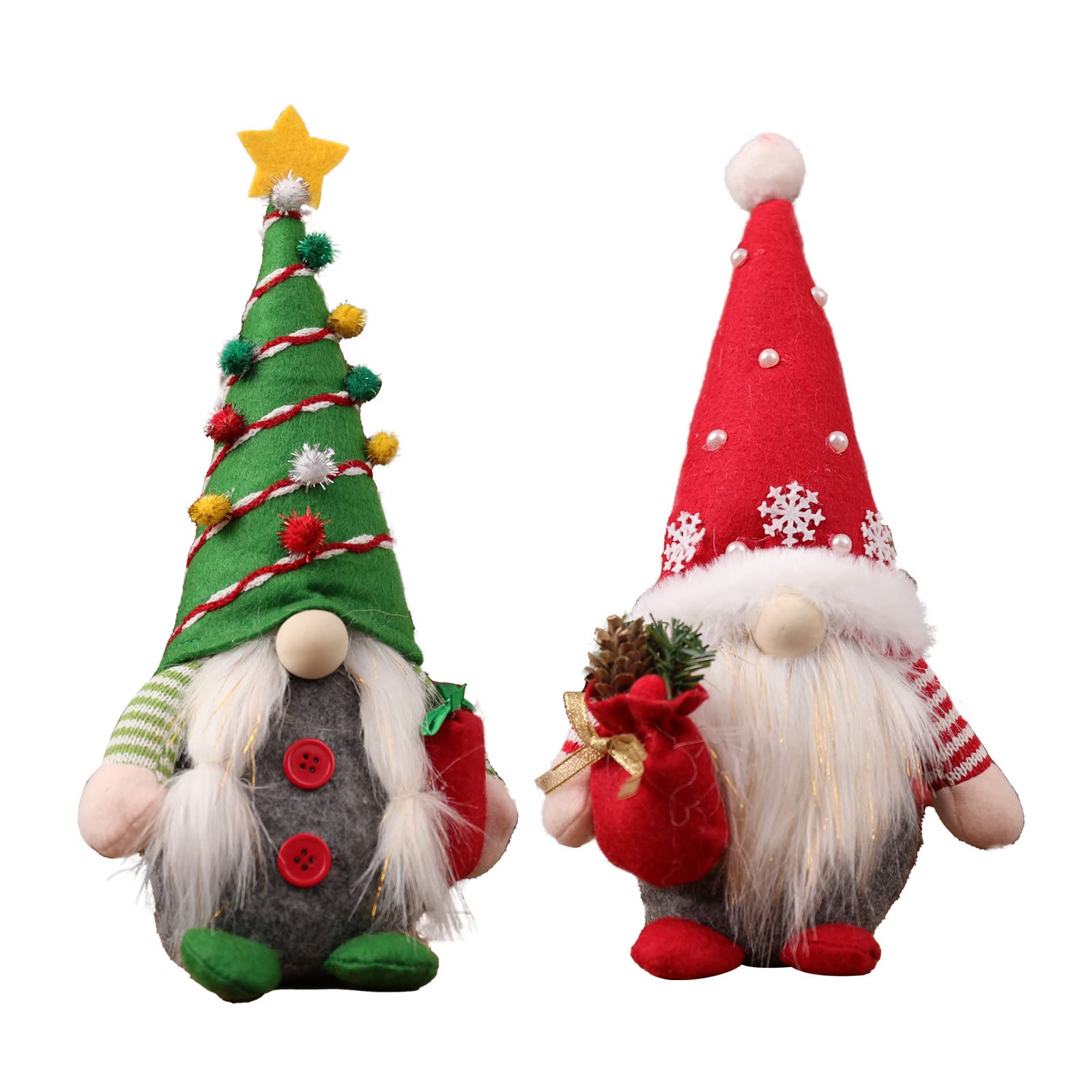 Verve Jelly 2-Piece Set Gonk Gnome Plush Christmas Decoration Handmade Tomte for Gift Tiered Tray Party Farmhouse Home Table Kitchen Shelf Display Decorations