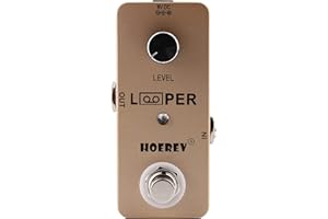 HOEREV Guitar Mini Loop Effector Looper Samplers Effects Tuner For Electric Acoustic Guitar Bass Pedals 9 Loops Stations, Color Gold,Power supply not included