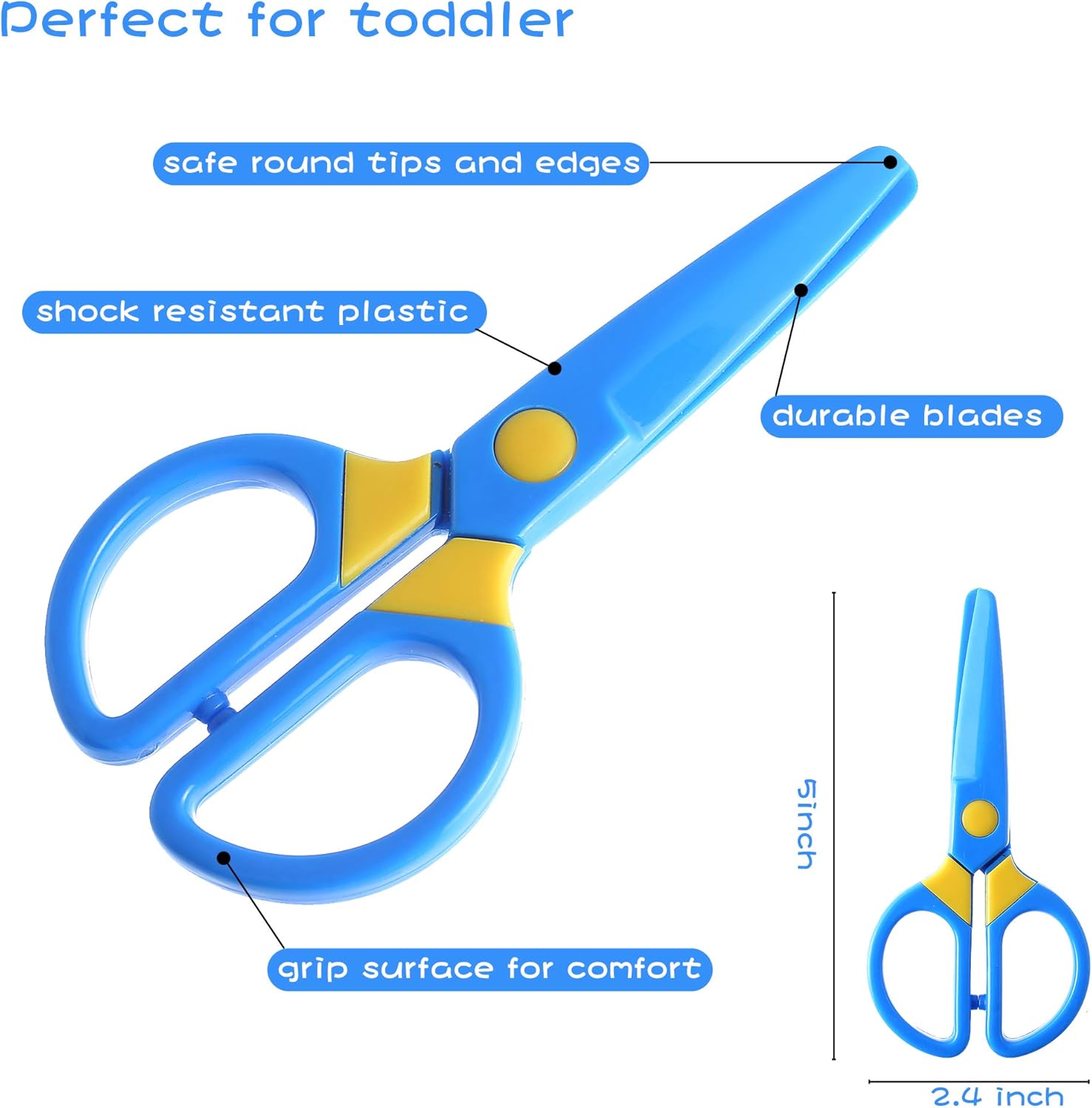 Plastic Safety Scissors, Toddlers Training Scissors, Pre-school Training Scissors and Offices Scissors (3pcs) Kids Paper-Cut (60 Sheets): Home Improvement