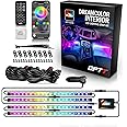 OPT7 Aura DreamColor RGB-IC LED Car Interior Light Strips, 4PC Interior Ambient Lighting Kit, Color Chasing Light Kit w/APP Control & Wireless Remote, Universal for Vehicles SUV Trucks Pickups Van
