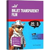 Uinkit 5mil Inkjet Transparency Film, 8.5x11, 50 Sheets, OHP Film | Single-sided, fast-dry film for overhead projectors, screen printing, stencils, teaching materials, crafts, and inserts.