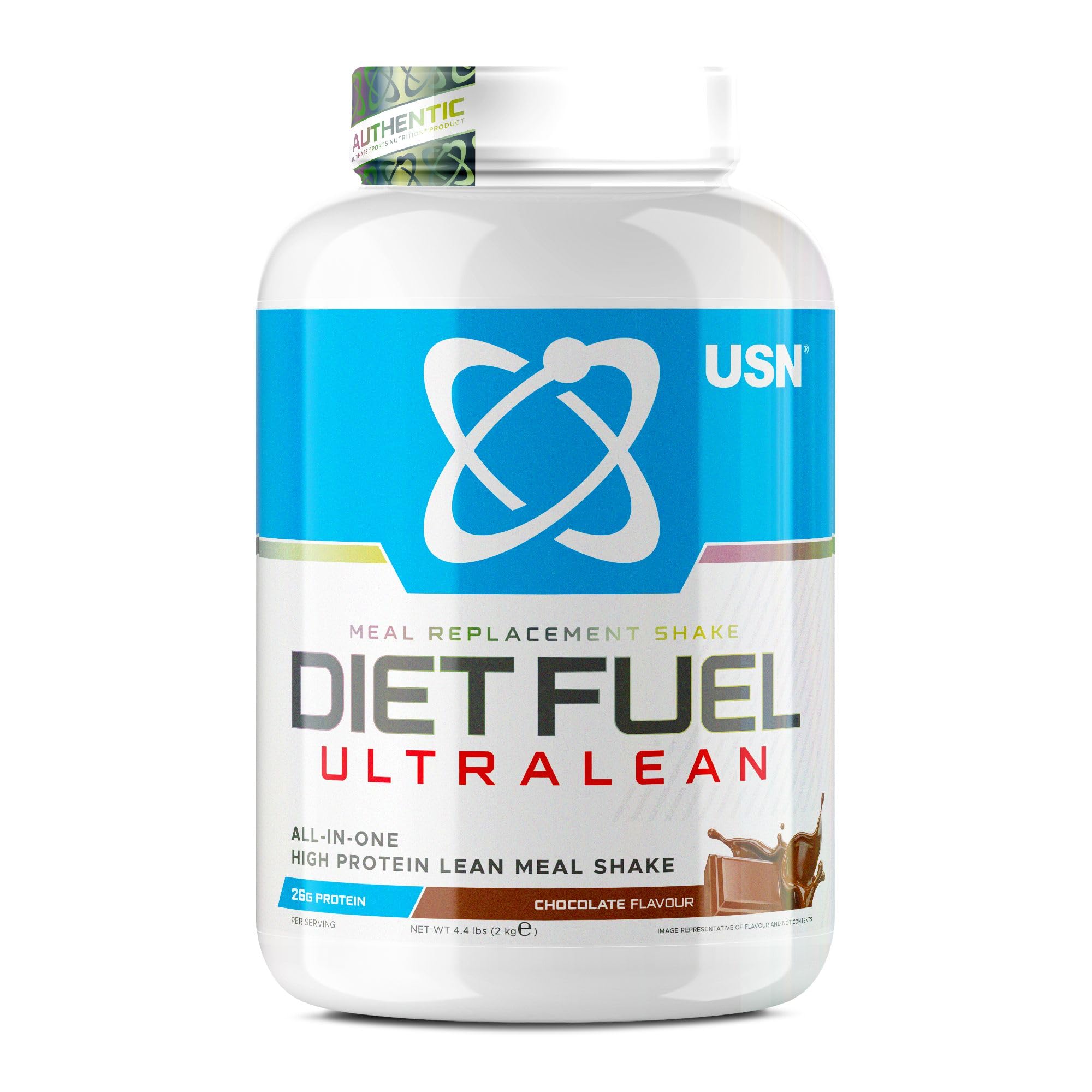 USN I Diet Fuel Ultralean Meal Replacement Shake (Chocolate, 2kg - 36 Servings/Meals) High Protein, Low Calorie Drink to Support Weight Loss & Balanced Diet I Added 24 Vitamins & Minerals