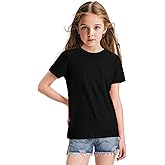 KEREDA Girls Shirts Short Sleeve Soft Cotton T-Shirts Plain Tees Tops Clothes for Kids