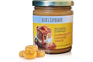 King's Cupboard Butterscotch Caramel Sauce - The Perfect Sauce for Ice Cream, Fruit Dip, Desserts, Coffee, Butterscotch Topping - Gluten-Free, Kosher, All Natural Ingredients, Made in USA 10.4 oz (Pack of 1)