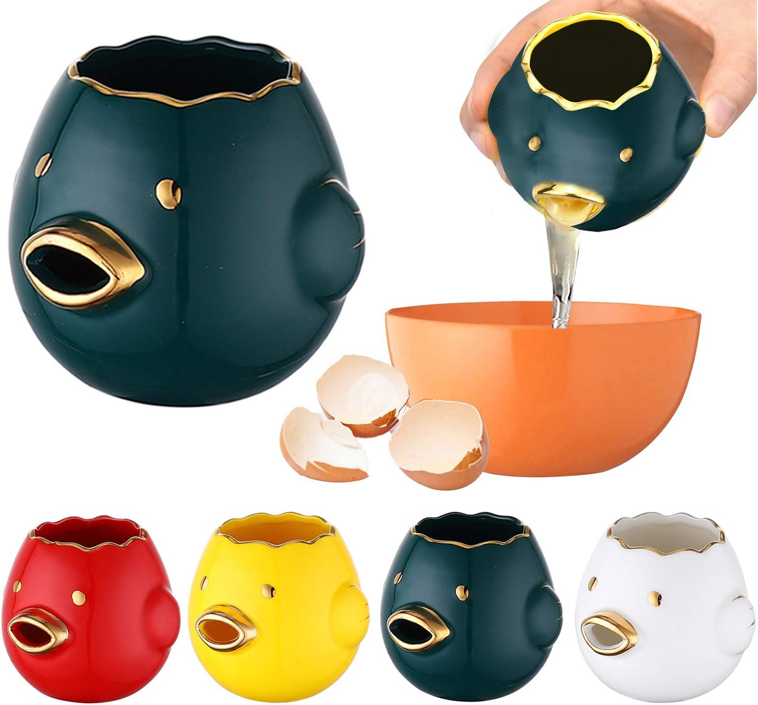 Egg Separator Egg Yolk White Separator Kitchen Cooking Tools and Gadgets Accessories(Dark Green)