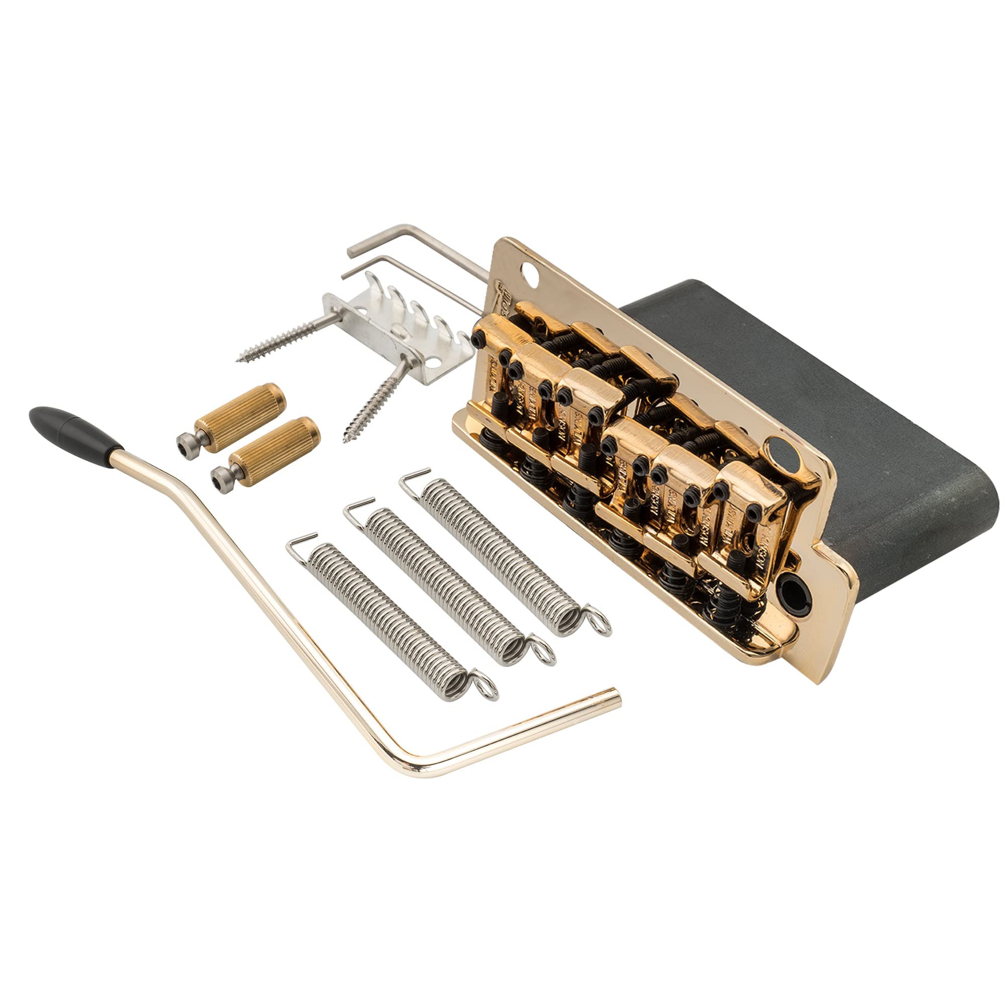 Wilkinson WV2-SB 54mm Vintage Steel Saddles 2-Point Guitar Tremolo Bridge with Full Solid Steel Block for Import Strat and Japan Strat Guitar, Gold