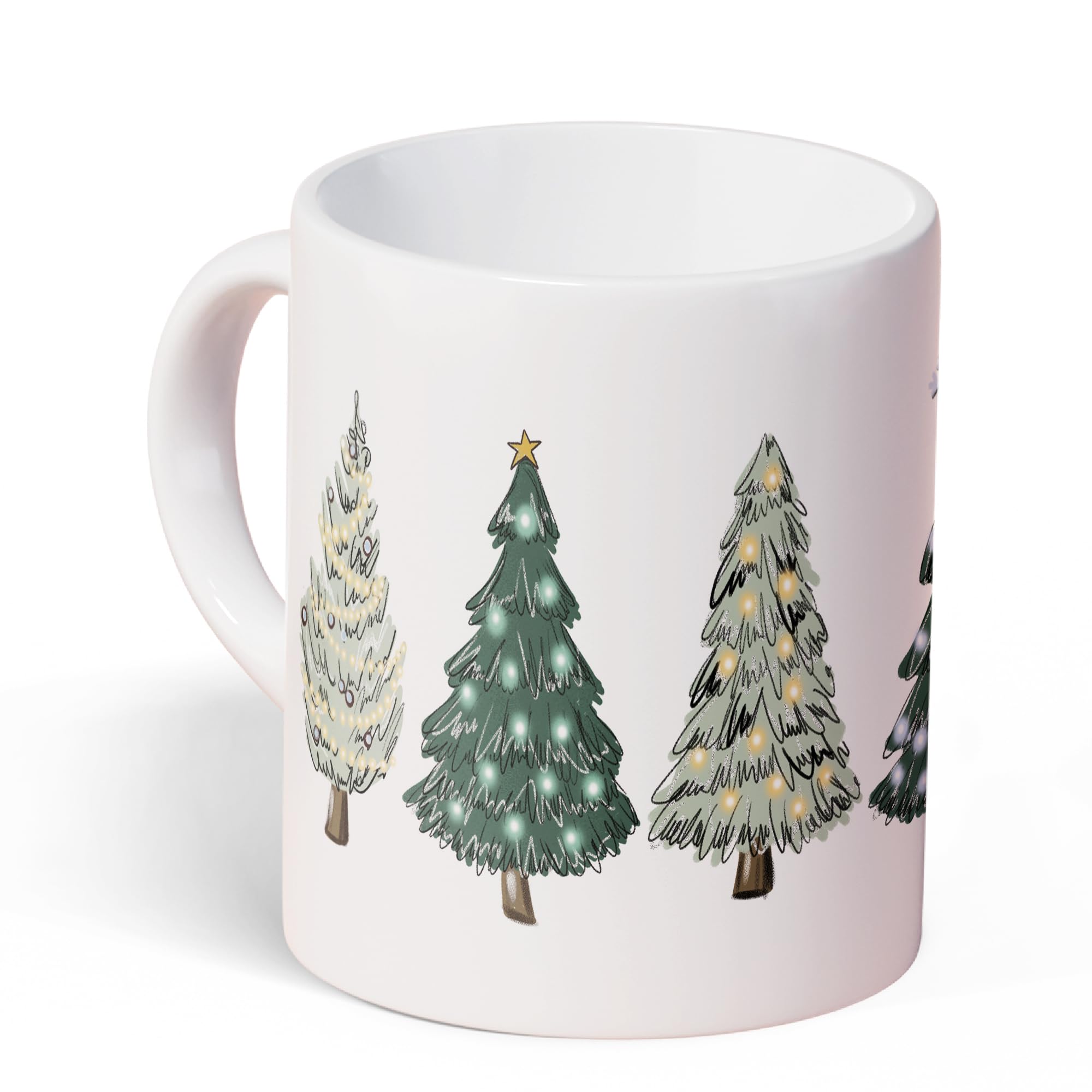 Photo 1 of KEUSPI Farmhouse Ceramic Coffee Mug 11 Oz(330ml) Tea Cup, Winter Christmas Holiday Coffee Mug Gifts For Women Teenage Girls (Green Christmas Tree)