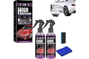 QUAAM 2PCS 3 in 1 high Protection Quick Coating Spray, Fast fine Scratch Repair, Fast car Coating, Plastic Parts Refurbisher, car Scratch Nano Repair Spray (2 Pieces 200ml) + Brush Cloth