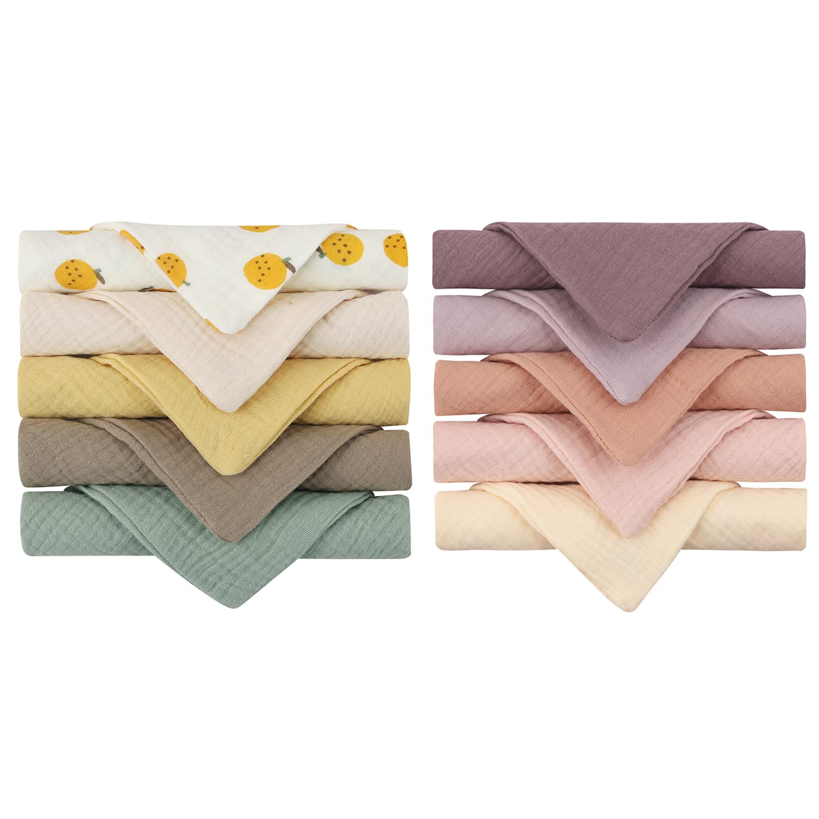 Reoyloep Washcloths for Baby, 10 Pack Muslin Squares 23x23cm/9.06"x9.06" Baby Burp Cloth Cotton Facial Towels Super Soft