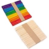 Craft Sticks,Ice Cream Sticks,100 Pcs 2 Color Assorted Wooden Sticks for Crafts,Homemade ,DIY, Model, Making Design, Kids Edu