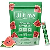 Ultima Replenisher Watermelon Electrolyte Packets, 20 Stickpacks | Daily Zero Sugar Powder Hydration Packets with 6 Key Electrolytes &amp; Minerals - Sugar Free, Plant Based &amp; Keto Friendly