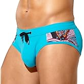 Arjen Kroos Men's Swimsuit Printed Swim Briefs Pattern Bikini Swimwear with Drawstrings and Lined Pouch