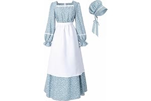 LTAKK Colonial Dress Women Prairie Pioneer Dresses Floral Pilgrim Costume Civil War Dress