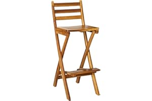 GDFSTUDIO Christopher Knight Home Atlantic Outdoor Foldable Wood Barstool, 31", Natural Wood