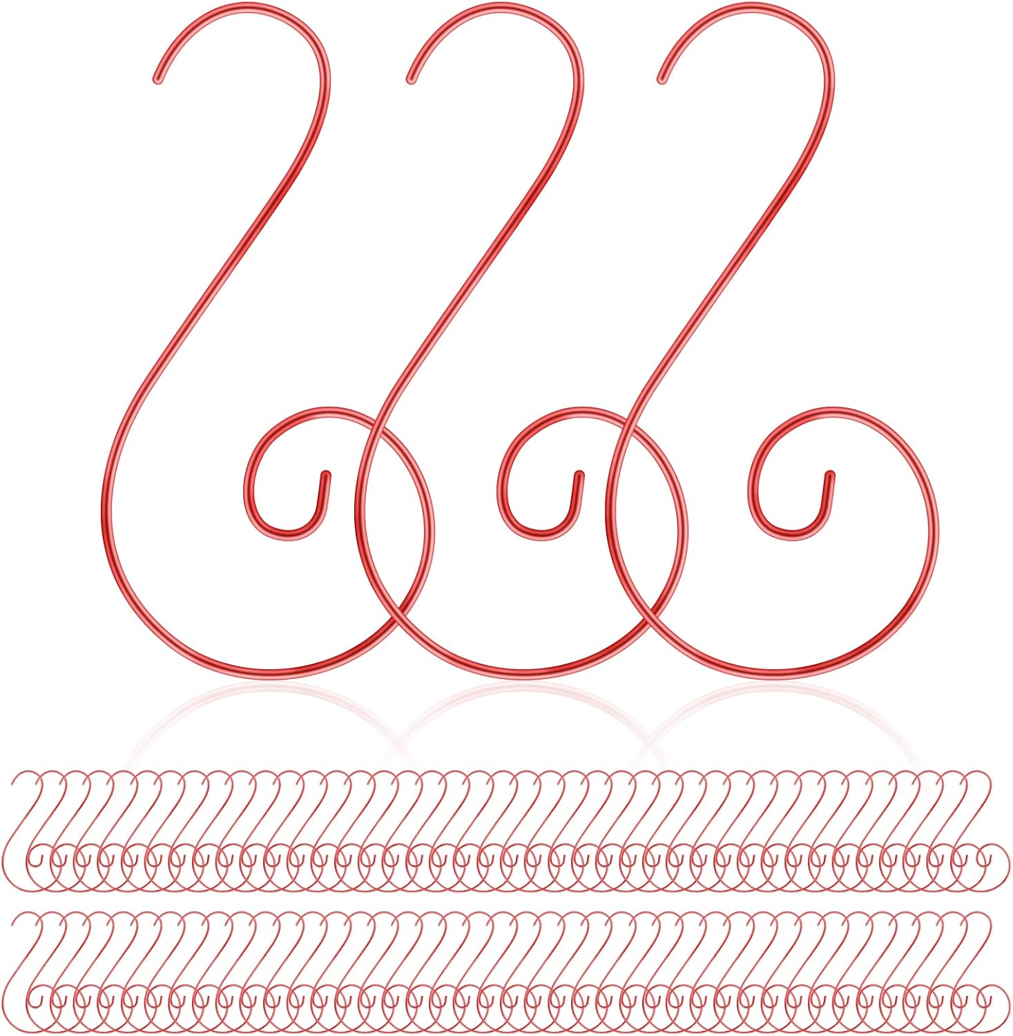 Ornament Hooks - RIFNY 100 PCS Christmas Ornament Hooks Bendable Metal Wire Hanging Hook Golden Ornament Hangers Hooks Great for Christmas Tree Halloween Holiday Party Ball Decor (Red)