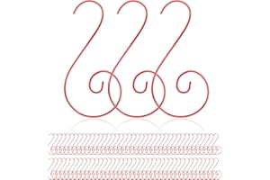 RIFNY 100 PCS Christmas Ornament Hooks Bendable Metal Wire Hanging Hook Golden Ornament Hangers Hooks Great for Christmas Tree Halloween Holiday Party Ball Decor (Red)