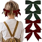 4PCS Velvet Hair Bows Hair Ribbon Clips Big Fall Alligator Clips Hair Accessories for Women Girls Toddlers Kids Baby Green Wine red
