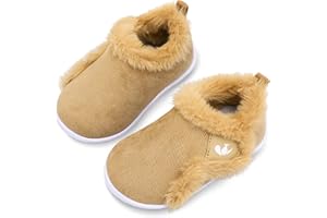 JIASUQI Kids Girls Boys Winter Warm Cozy Plush House Slippers Shoes Toddlers Fur Walking Shoes