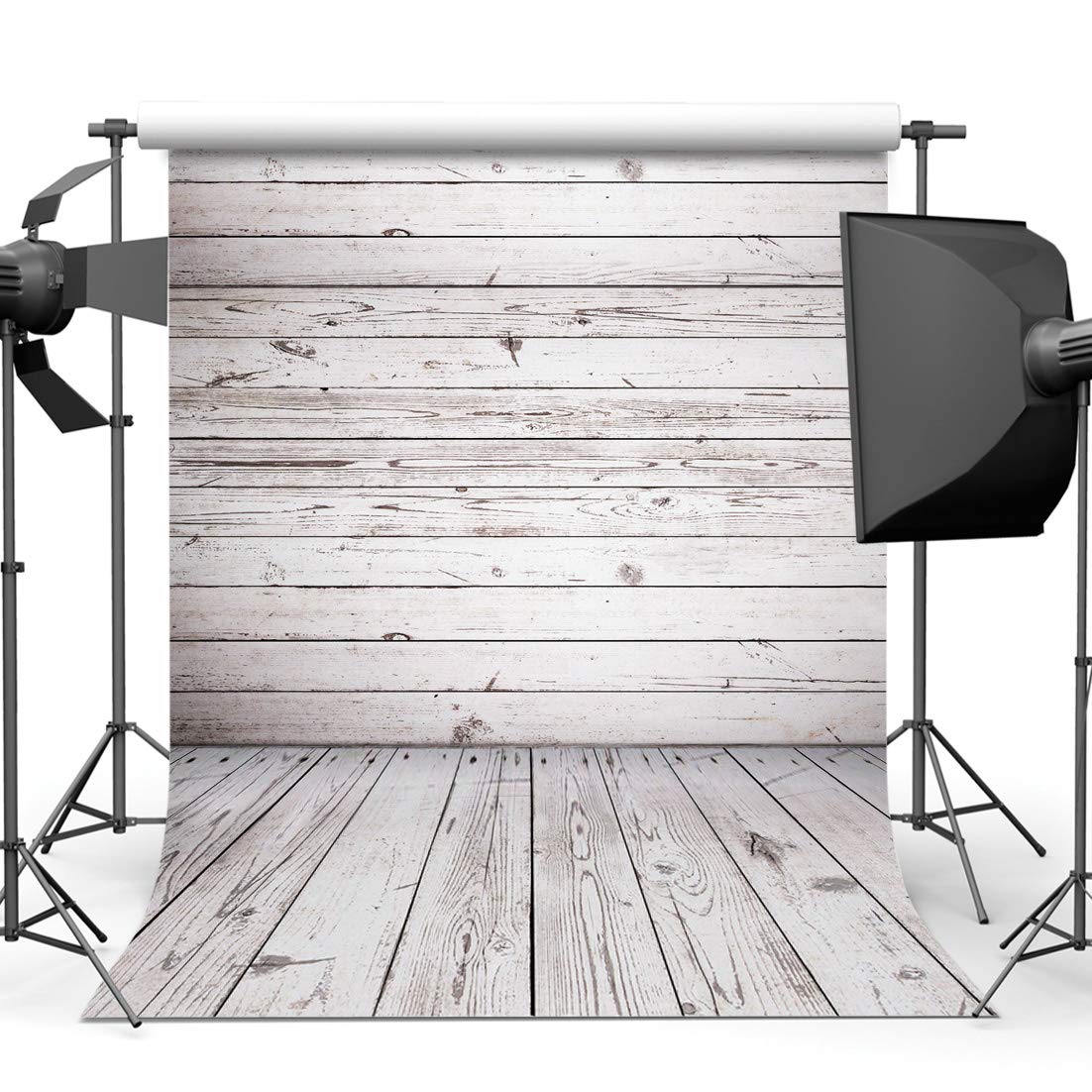 AIIKES 5x7FT White Wooden Photography Backdrop Vintage Wooden Texture Backdrop Newborn Photography Background 10-924