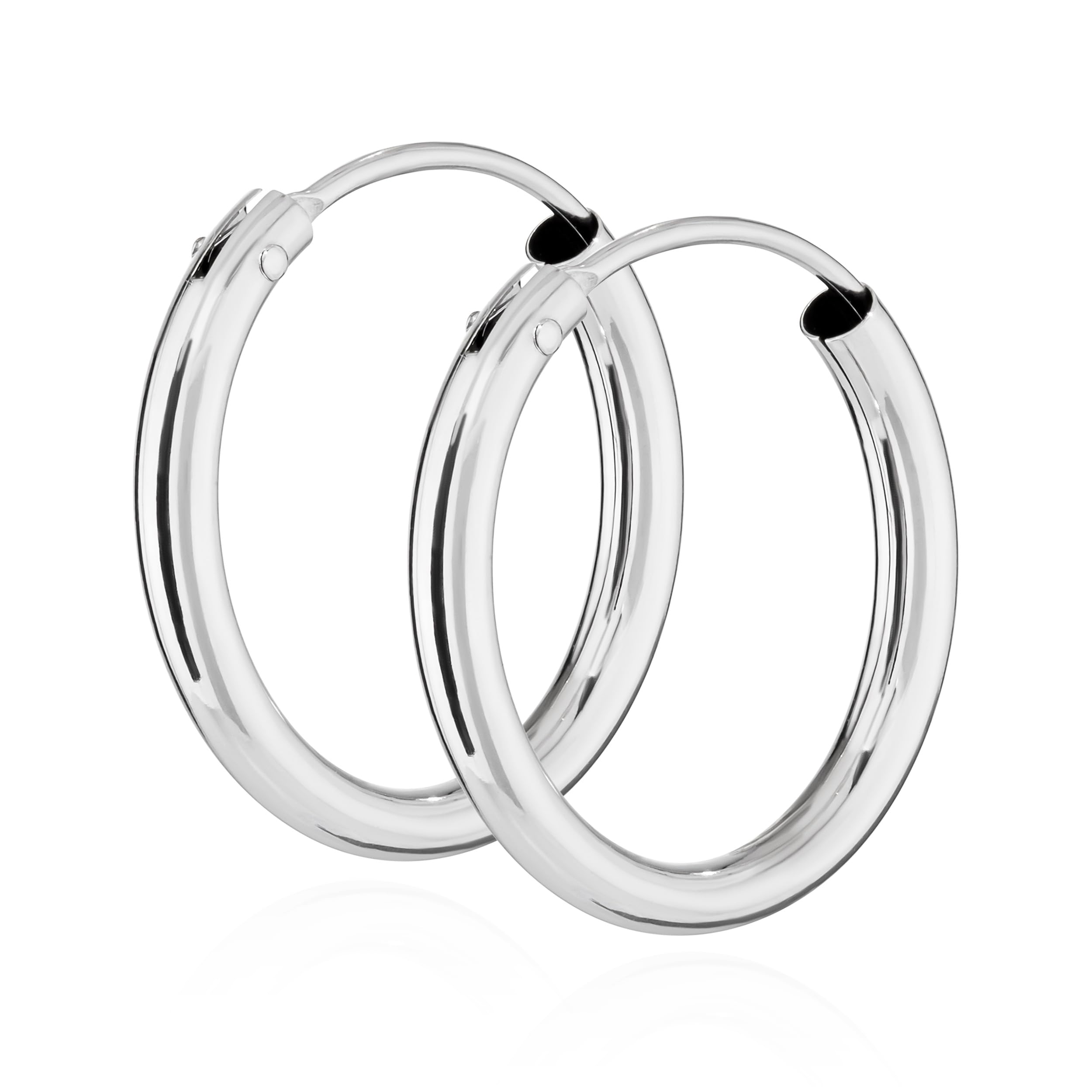 NKlaus pair of 17mm hoop earrings white gold earrings 1,8mm thick gold earrings 3082
