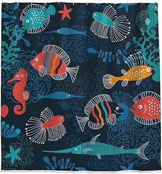 Chhome Duschvorhang, Motiv: Deep Sea World Fische, Polyester, für