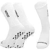 WE FOOT Dual Grip PLUS Crew Sports Socks Anti-Slip Socks for Men Women Soccer Football Futsal Basketball Tennis Pickleball