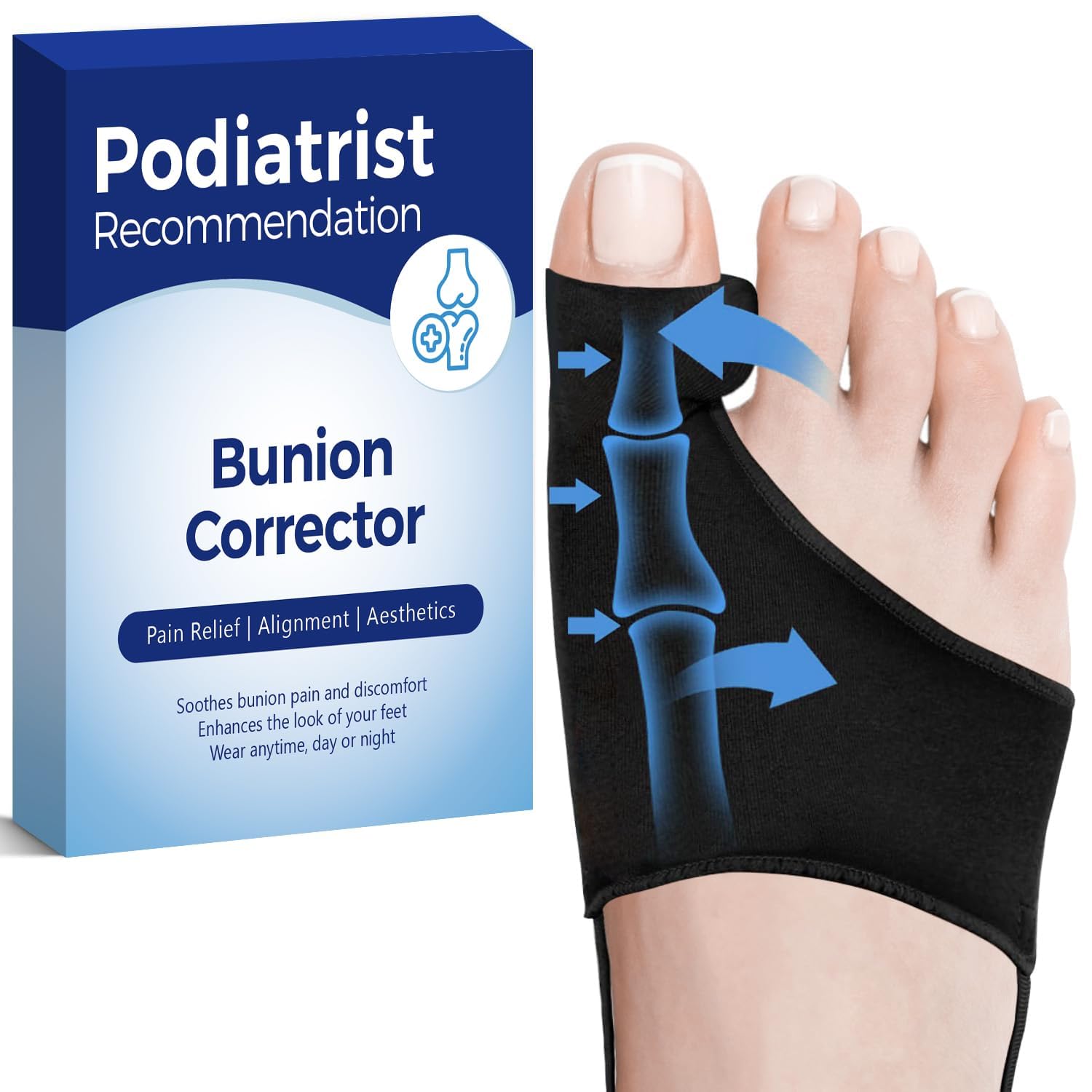 Photo 1 of Habioer Bunion Corrector for Women and Men, Breathable Big Toe Straightener, Bunion Relief Splint & Pad, Comfortable for Day/Night Use, Fit for R/L, Washable