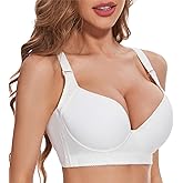 SOLODORO Plus Size Push Up Bra for Women Hide Back Fat Smoothing Bra Seamless Underwire T-Shirt Bra