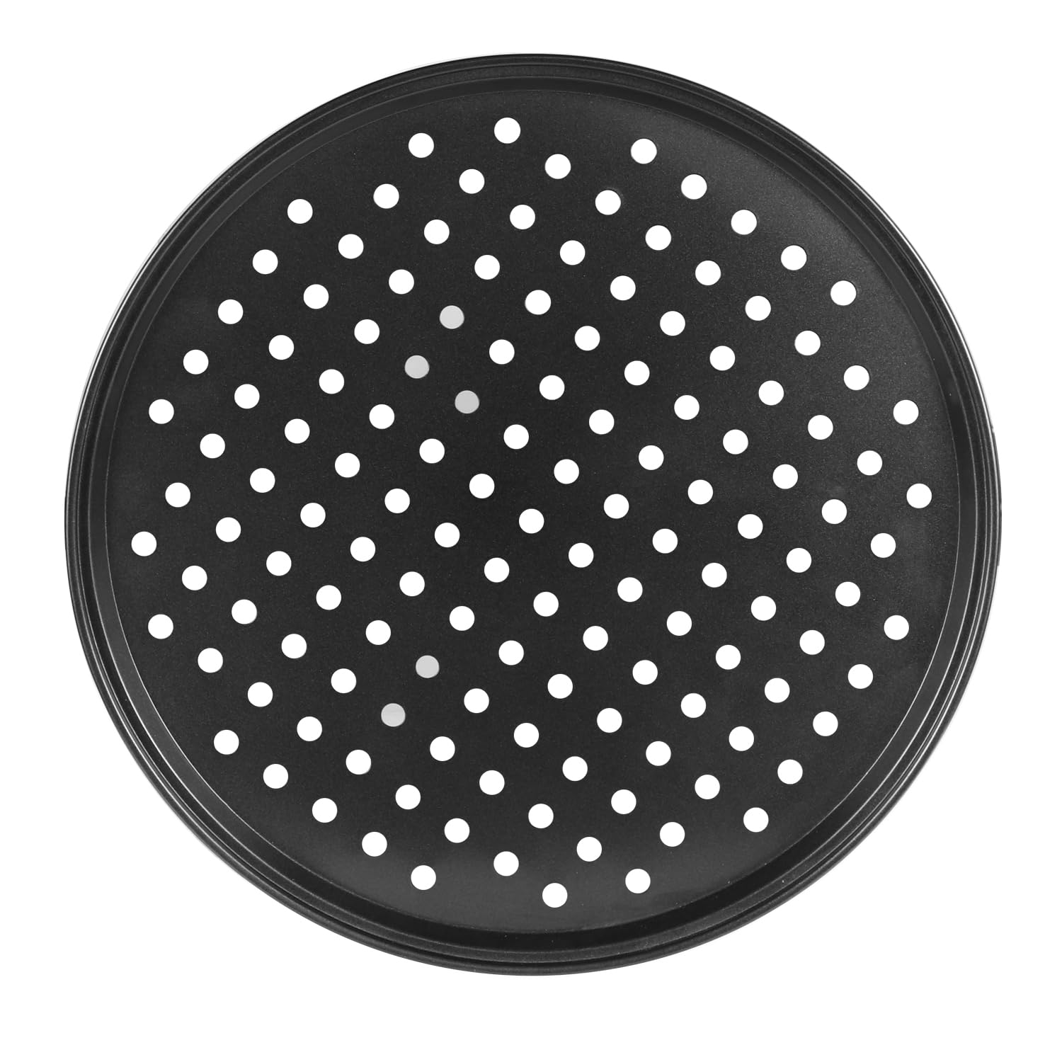 Arcjunys Pizza Tray - Non Stick 12 Inch Carbon Steel Round Baking Tray for Oven, Barbeque & Bakeware Supplies - Black