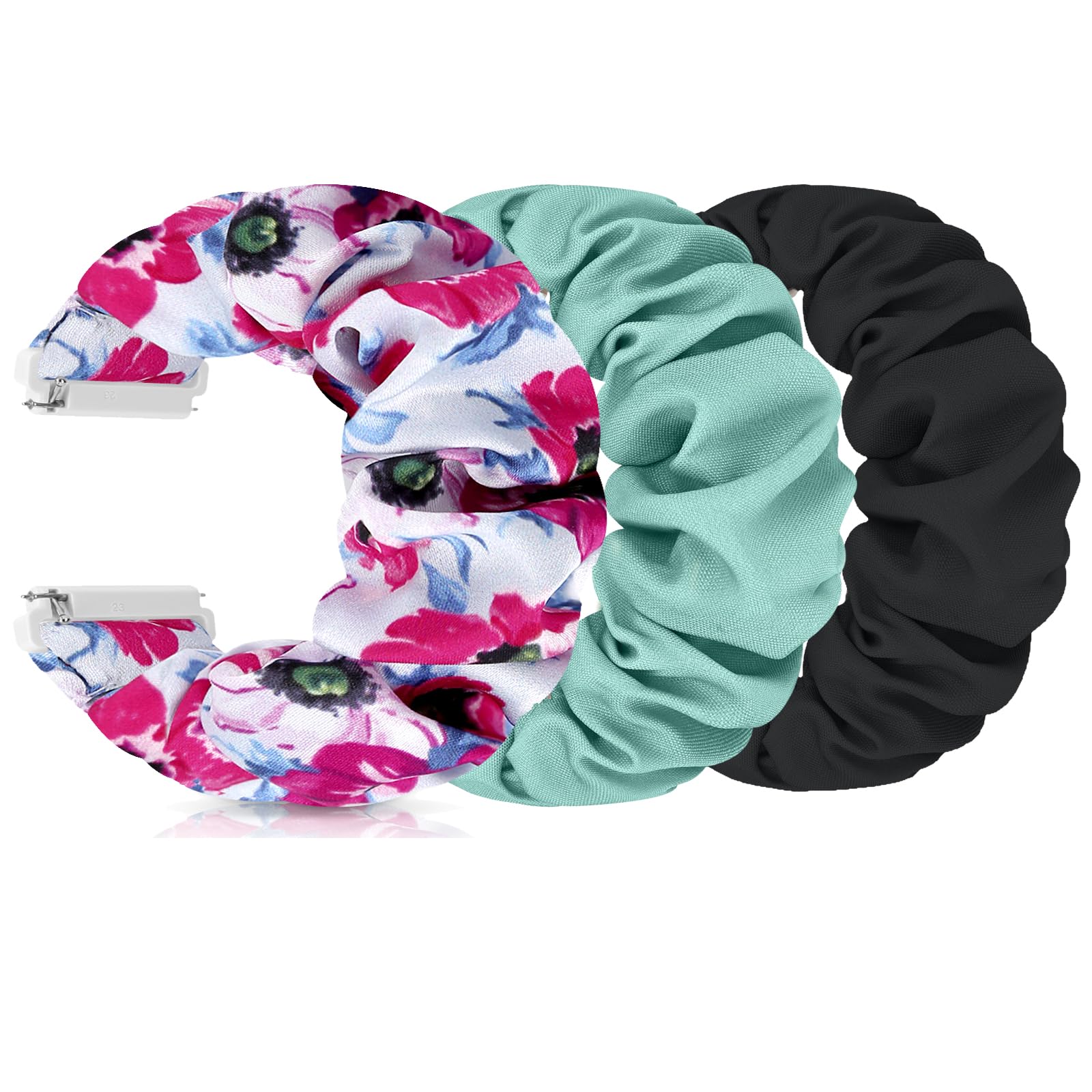 Photo 1 of FTYQUEE Scrunchies Watch Bands Compatible with 16mm 18mm 19mm 20mm 22mm Watch Bands Quick Release Replacement Wristband, Stretchy Straps Fabric Bands for Men Women(20mm, Small-Size)