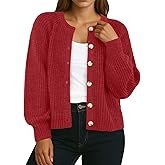GRECERELLE Women's Chunky Open Front Sweater Long Sleeve Button Knit Short Loose Cardigan Outerwear, S-2XL