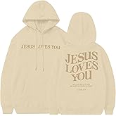 ASTANFY Christian Sweatshirt Women Jesus Loves You Sweatshirt Jesus Is King Hoodie Jesus Faith Shirt Religious God Pullover