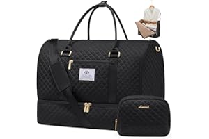 LOVEVOOK Convertible Garment Bag for Travel with Shoe Pouch, Carry On Garment Duffel Bag with Toiletry Bag, 2 in 1 Hanging Suitcase Suit Bag, Waterproof Weekender Bag for Women Travel, Wedding, Black